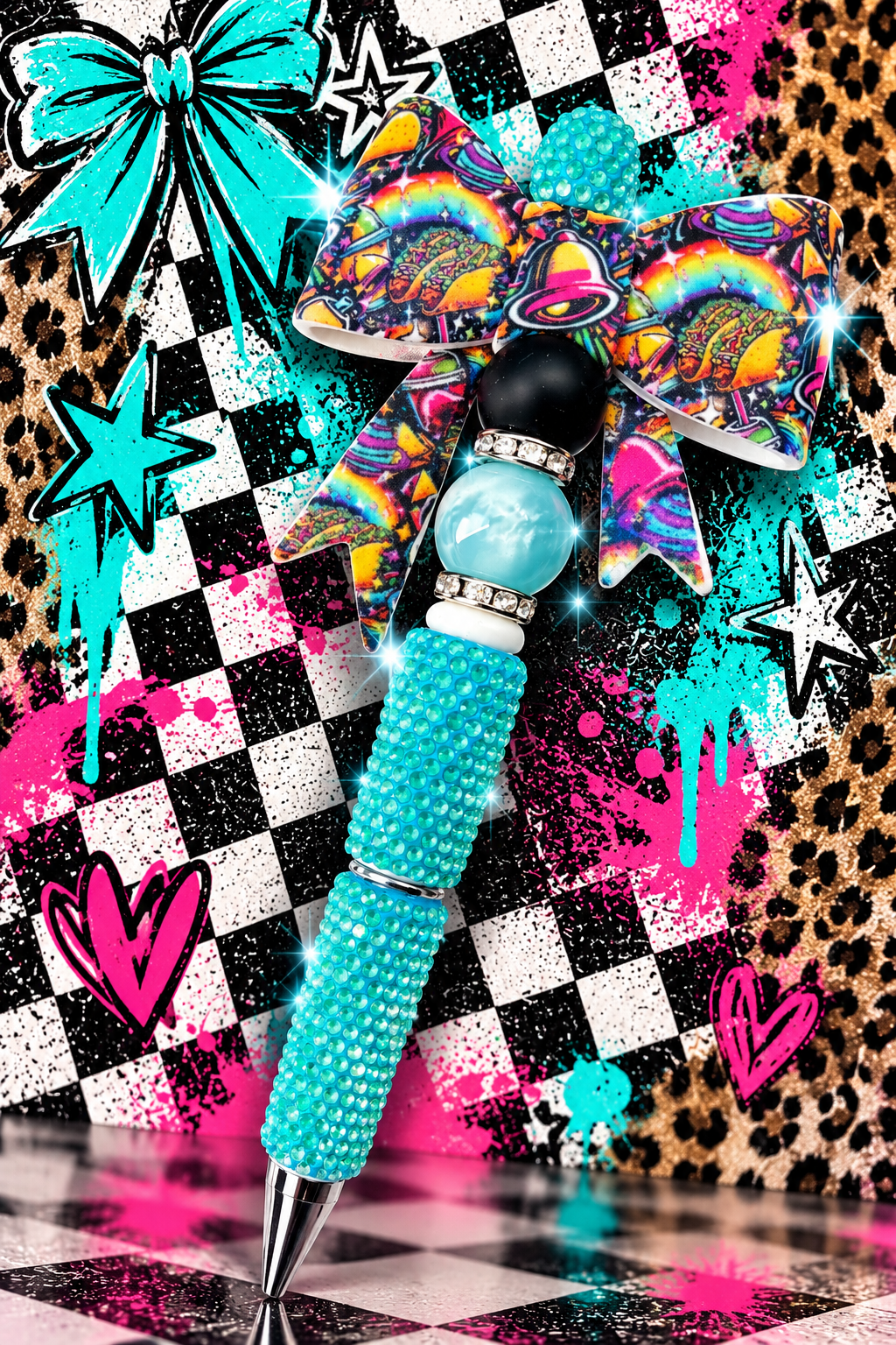Bright blue tb bow pen