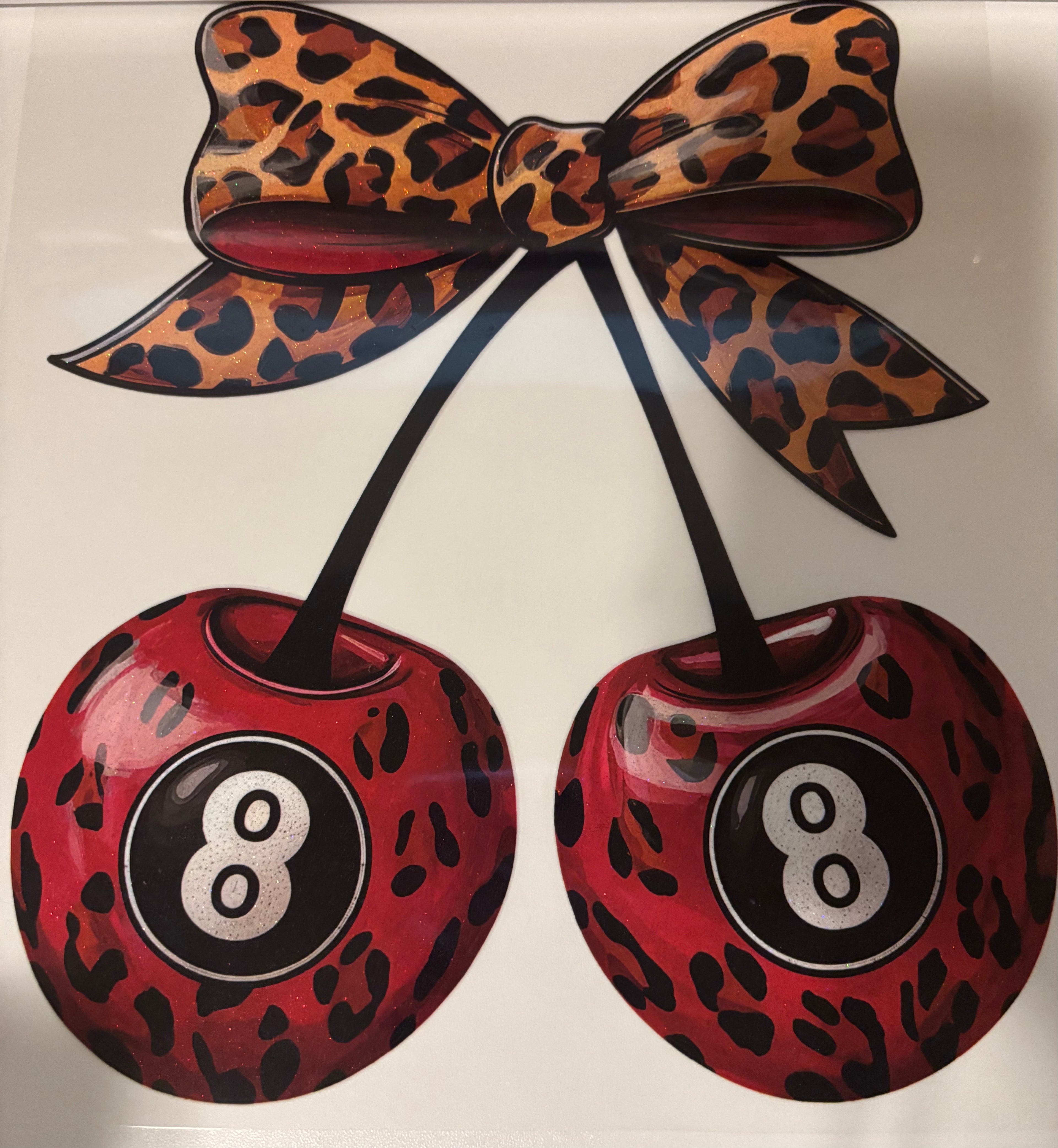 Glitter cheetah red eight ball tee design