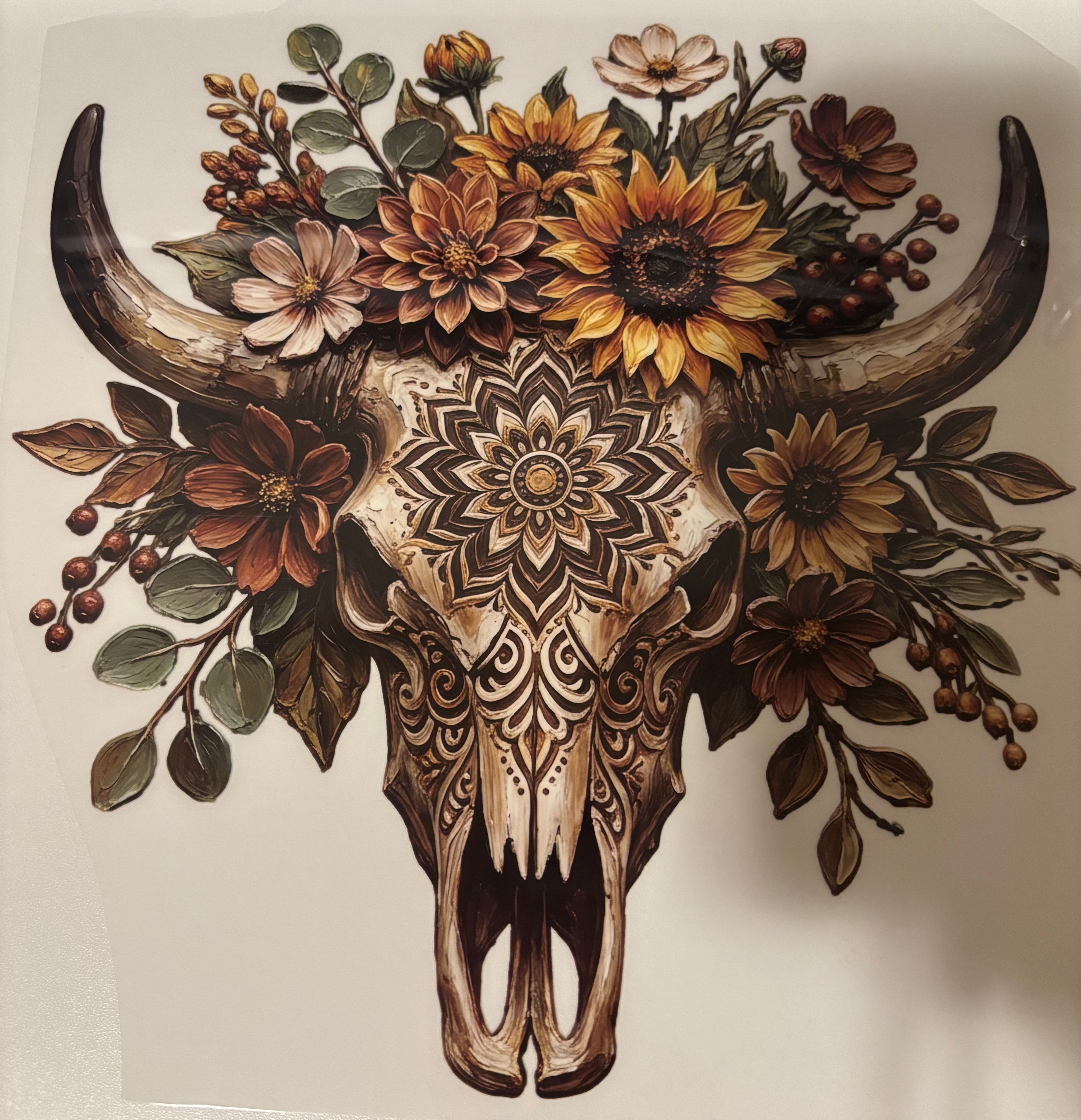 Floral bull head tee design