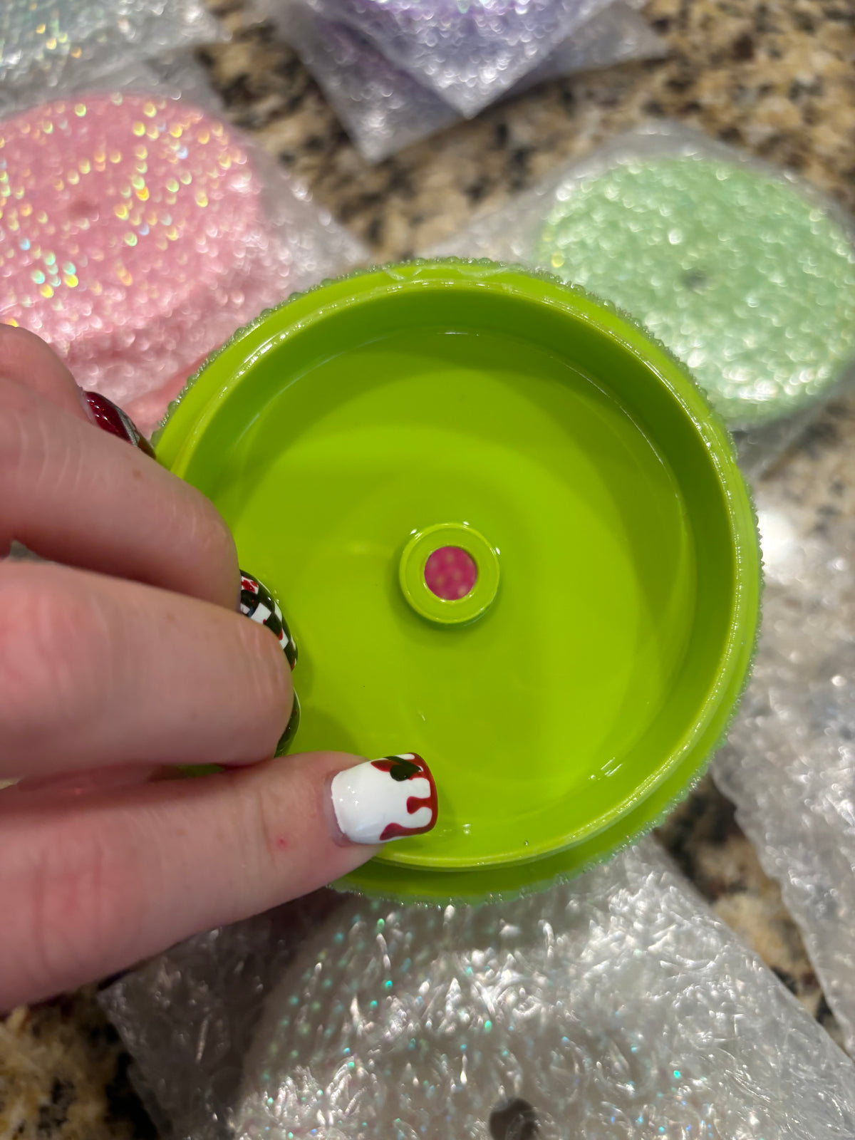 24 oz green bling lid