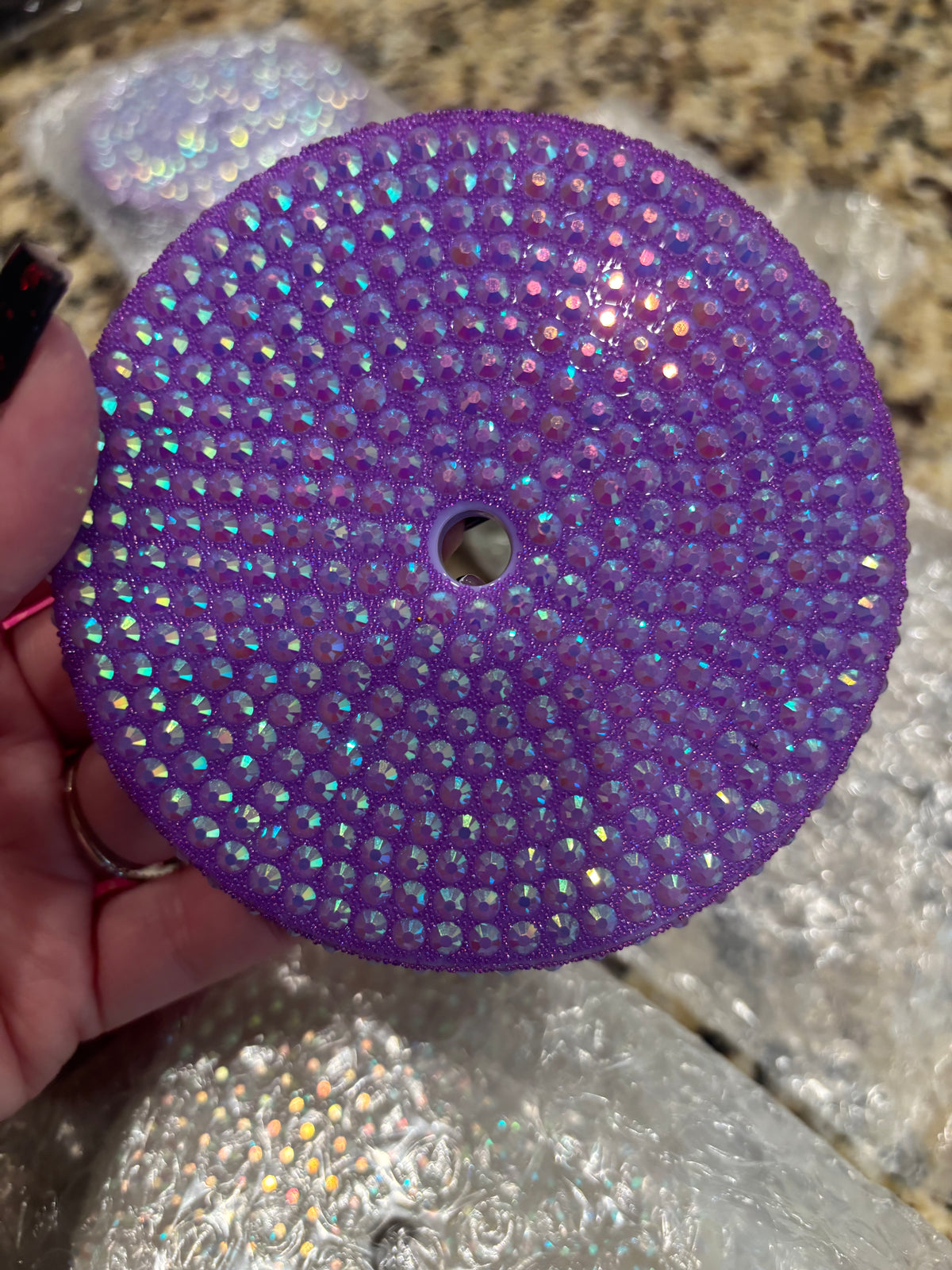 24 oz purple bling lid