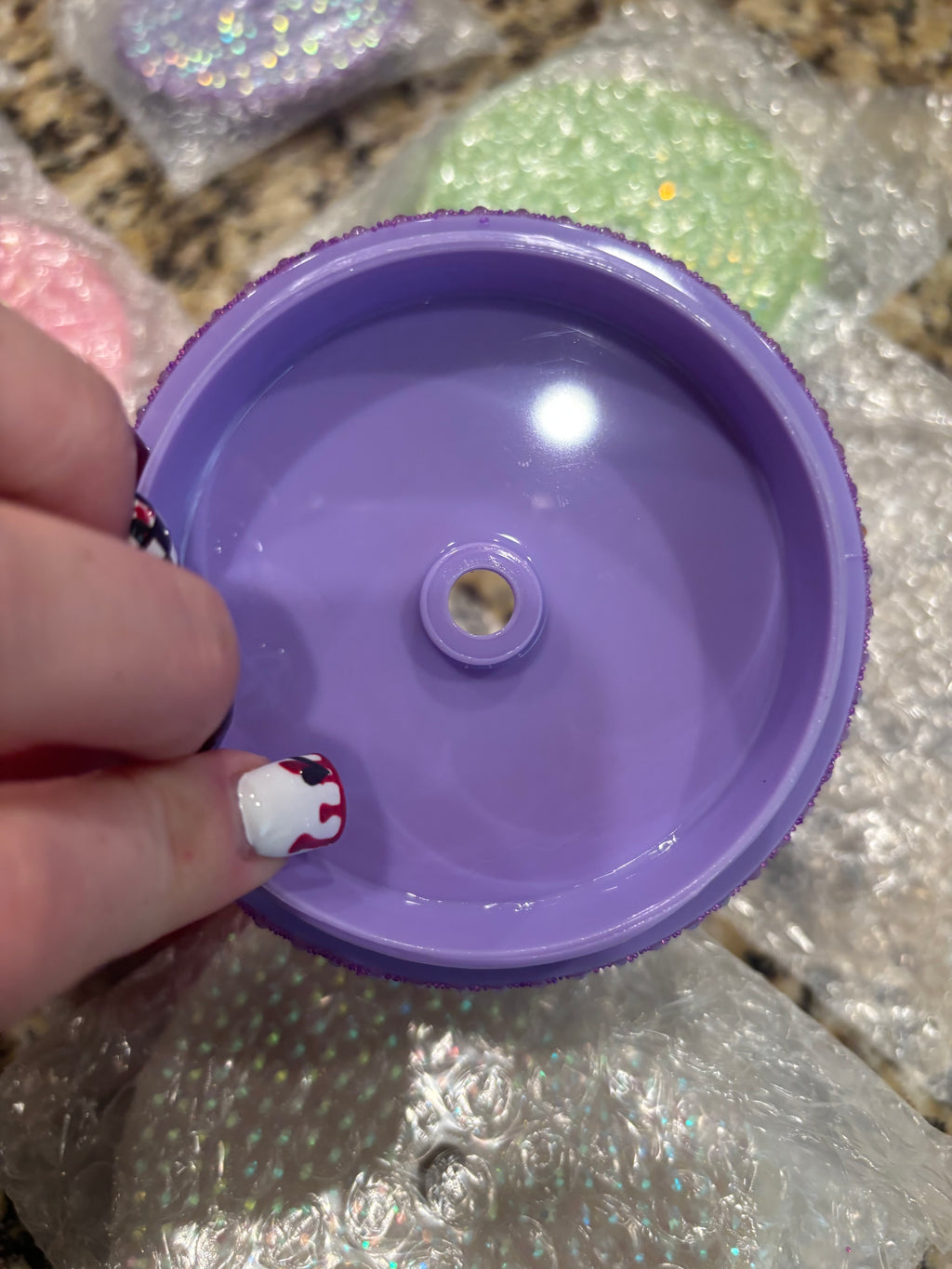 24 oz purple bling lid