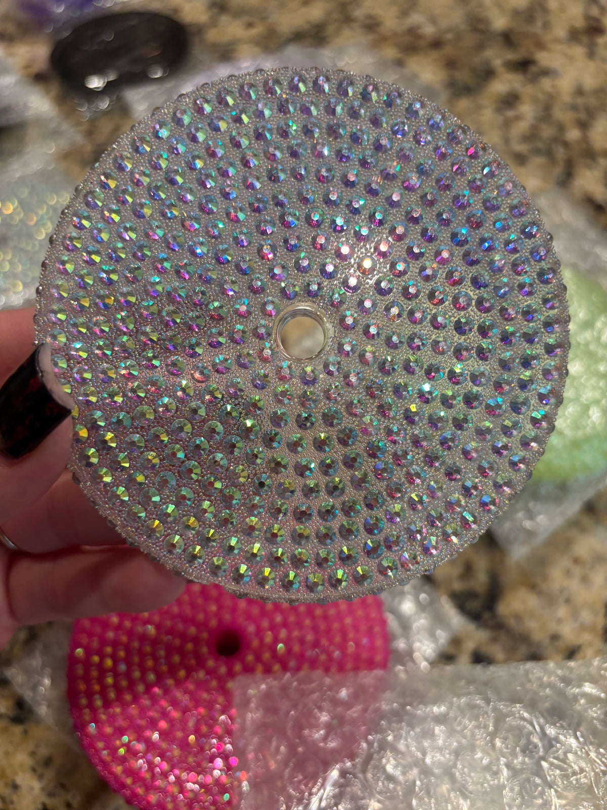 24 oz clear bling lid