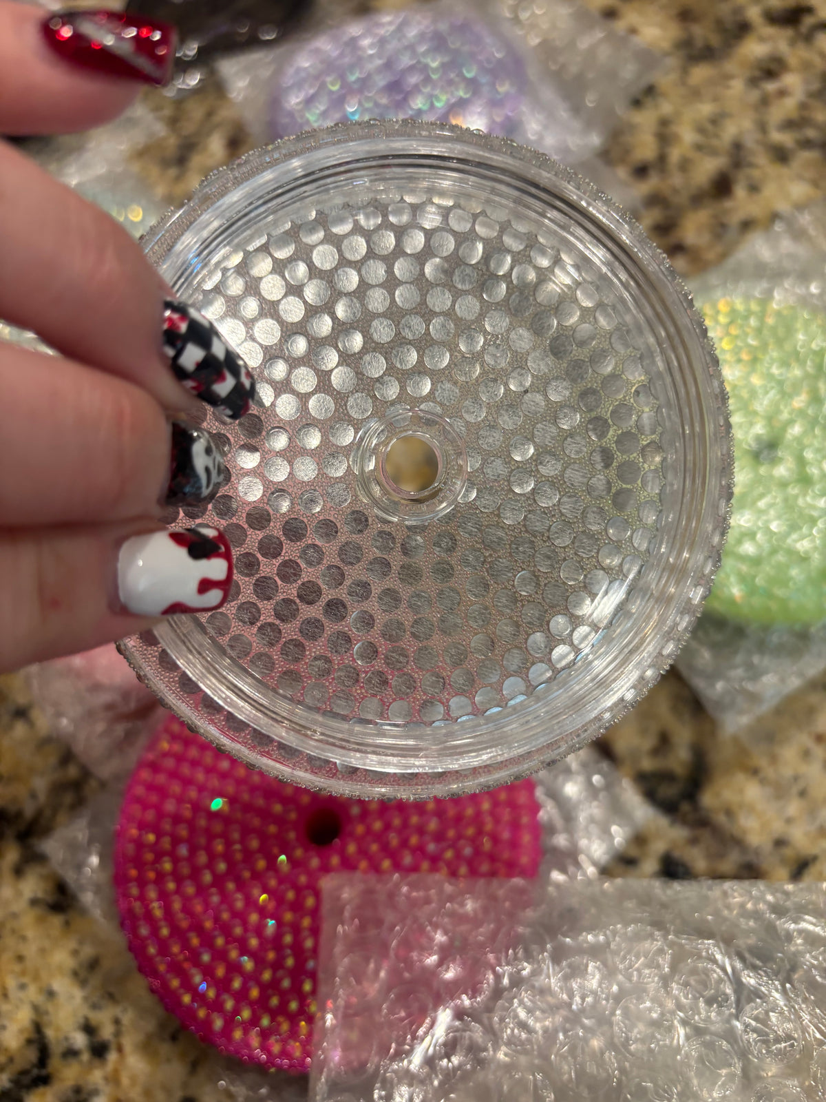 24 oz clear bling lid