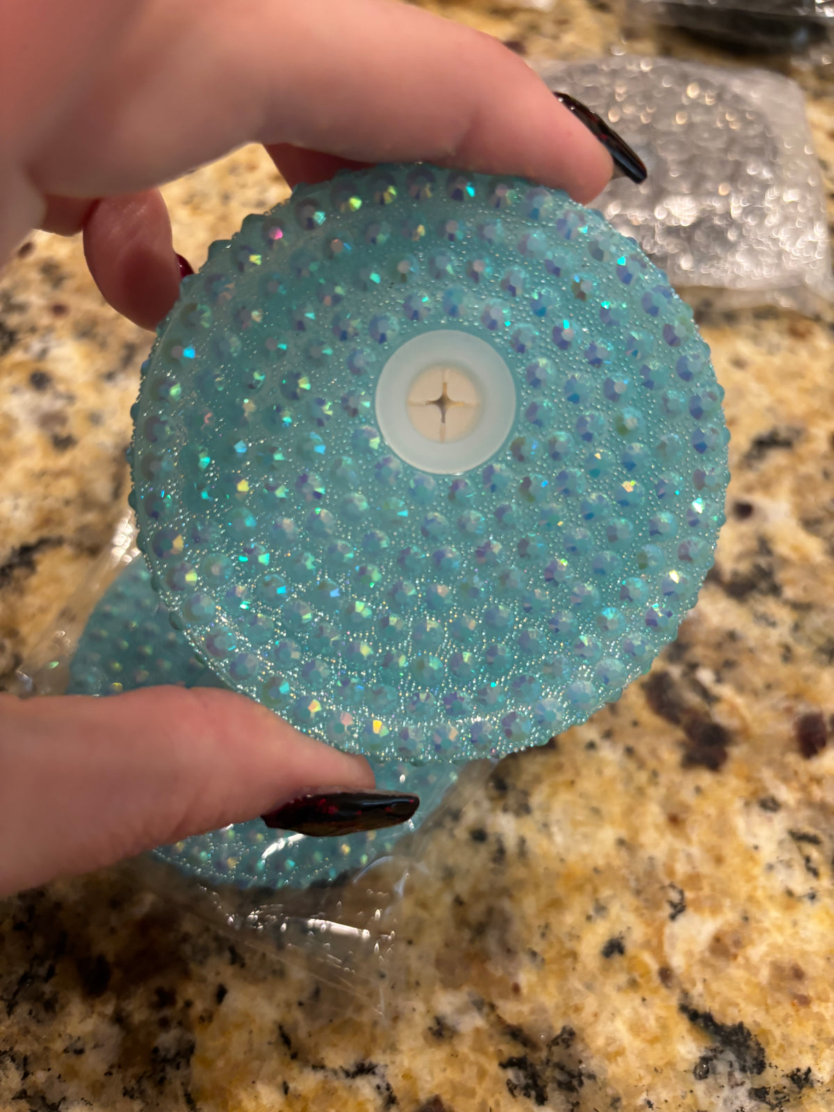 16/20 oz light blue bling lid