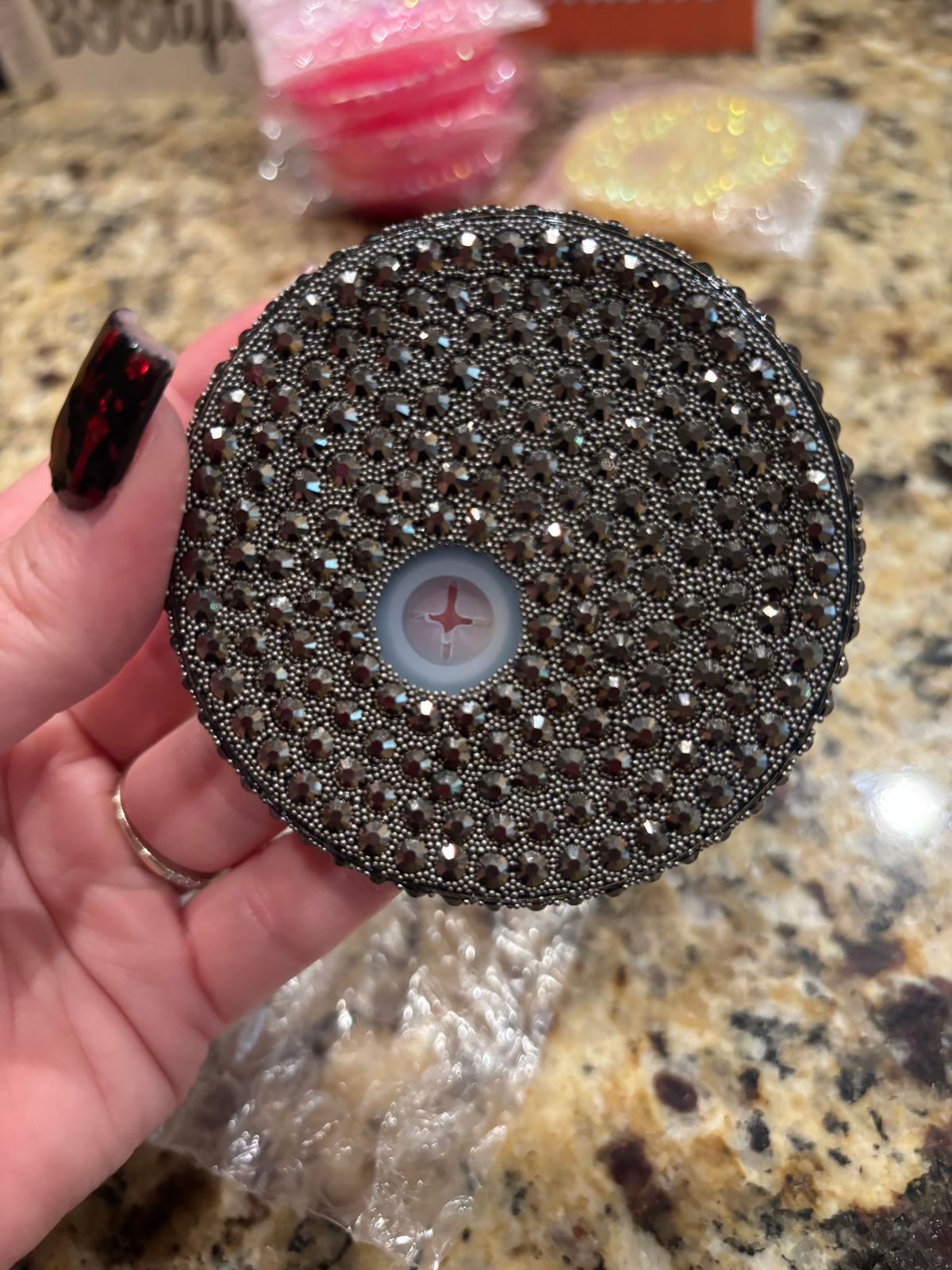 16/20 oz brown black bling lid