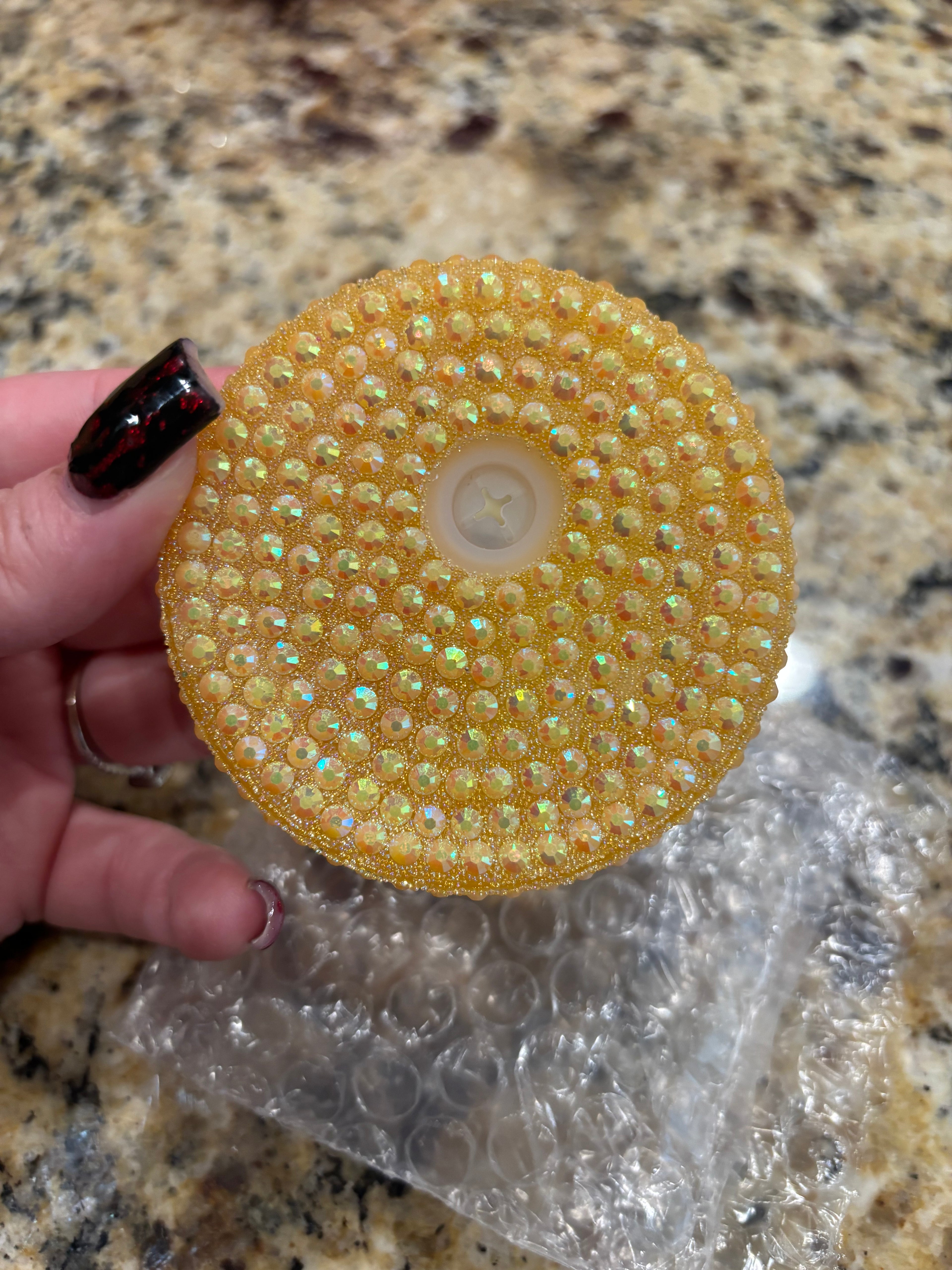 16/20 oz golden yellow bling lid