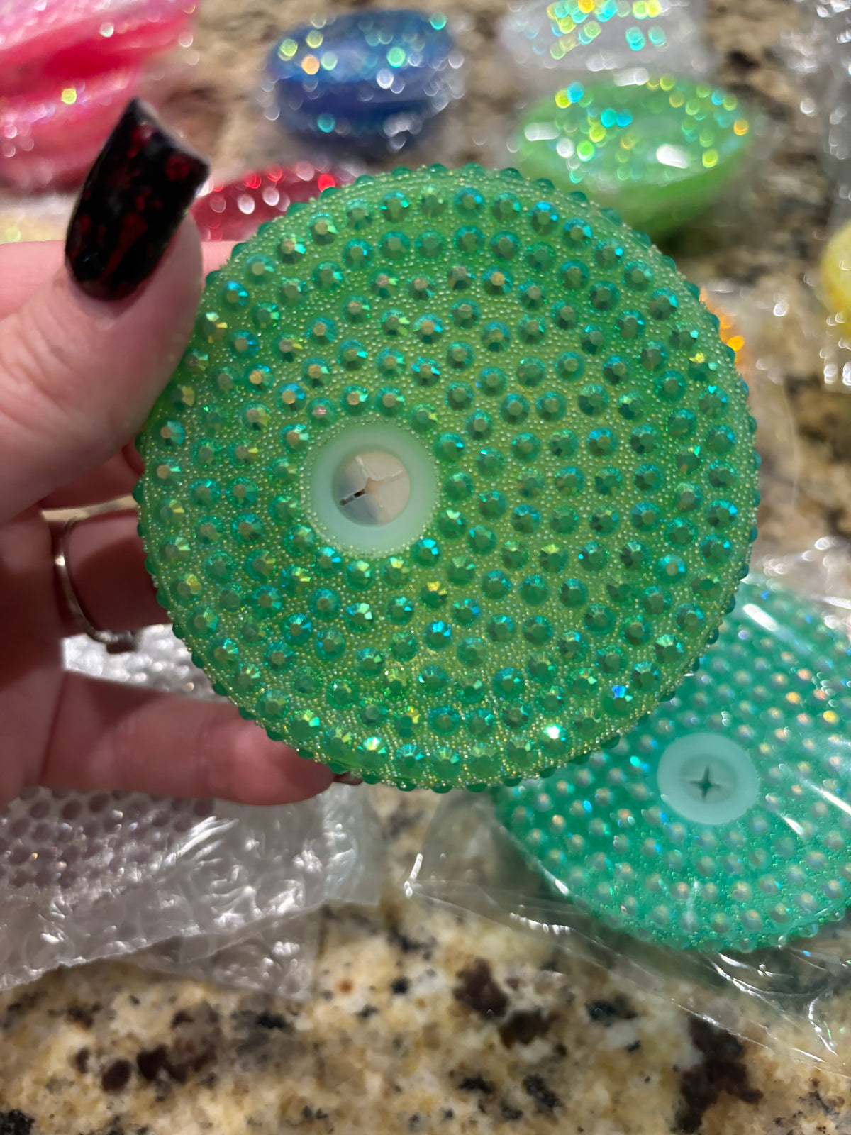 16/20oz green bling lid
