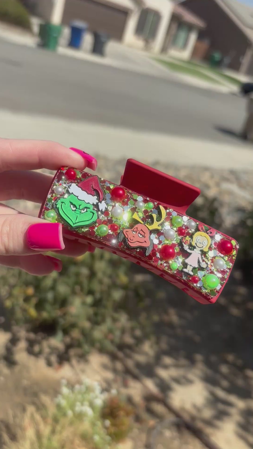 Grinch hair clip