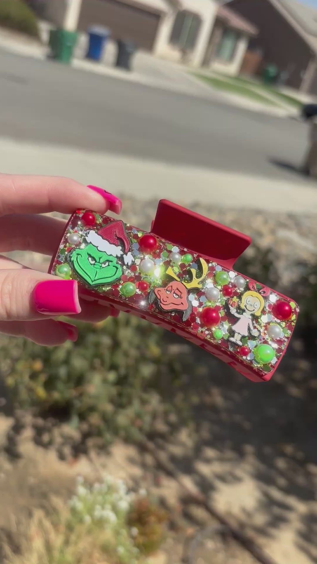 Grinch hair clip